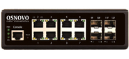 OSNOVO Промышленный гигабитный L2+ коммутатор на 12 портов , 8*10 / 100 / 1000Base-T, 4*SFP 1000Base-X, БП опционально