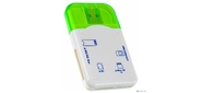 Perfeo Card Reader SD / MMC+Micro SD+MS+M2,   (PF-VI-R010 Green) зеленый  (PF_4258)