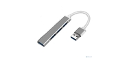ORIENT CU-322, USB 3.0 (USB 3.1 Gen1) / USB 2.0 HUB 4 порта: 1xUSB3.0+3xUSB2.0, USB штекер тип А, алюминиевый корпус, серебристый (31234)
