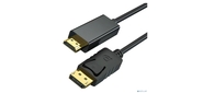 Bion Кабель DisplayPort - HDMI,  20M / 19M,  однонаправленный конвертор сигнала с DisplayPort в HDMI,  экран,  2м,  черный [BXP-CC-DP-HDMI-020]