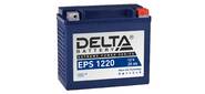 Стартерный мото аккумулятор Delta EPS 1220 напряжение 12В,   емкость 20Ач,  клемма Болт + гайка ? 6 мм  (ДхШхВ: 205х87х162мм Полная высота 167мм; Вес 7, 74кг; Кол-во элементов 6; Срок службы 5лет; Гарантия 1год)