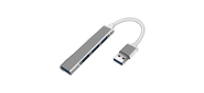 ORIENT CU-322,  USB 3.0  (USB 3.1 Gen1) / USB 2.0 HUB 4 порта: 1xUSB3.0+3xUSB2.0,  USB штекер тип А,  алюминиевый корпус,  серебристый  (31234)