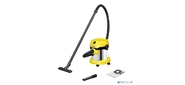 Строительный пылесос Karcher WD 2 Plus S V-15 / 4 / 18 1000Вт  (уборка: сухая / сбор воды) желтый