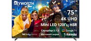 75",  Ultra HD,  Mini LED,  Matte Screen,  400Nit,  Local Dimming Zone 200,  Google TV,  DVB-T2 / C / S2,  2.1.2ch Sound  (30W + 20W SUB) Dolby Atmos,  180° звуковое поле,  120Hz,  Freesync Premium  (AMD),  Karaoke Mode,  3 HDMI,  2 USB,  Digital Audio Output,  LAN,  Composite output,  Выход для наушников,  2 Pole,  2025