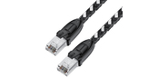 GCR Патч-корд PROF прямой 5.0m, UTP медь кат.6, STRONG черно-белый нейлон, ethernet high speed 10 Гбит / с, T568B, GCR-52779