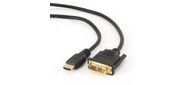 Кабель HDMI-DVI Cablexpert CC-HDMI-DVI-6, 19M / 19M, single link, медь, позол.разъемы, экран, 1.8м, черный, пакет