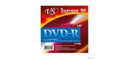 Диск DVD-R VS 4.7 Gb, 16x, Конверт (5), (5 / 250)