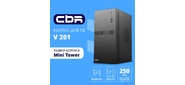 CBR Корпус mATX Minitower V201,  без БП,  2*USB 2.0,  HD Audio+Mic,  Black [PCC-MATX-V201-WPSU]