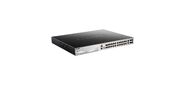 Коммутатор / DGS-3130-30PS Managed L3 Stackable Switch 24x1000Base-T PoE, 2x10GBase-T, 4x10GBase-X SFP+, PoE Budget 370W (740W with DPS-700), Surge 6KV, CLI, 1000Base-T Management, RJ45 Console, USB, RPS, Dying Gasp