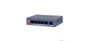 DAHUA DH-CS4006-4ET2GT-60 4-портовый гигабитный PoE коммутатор с функцией облачного управления, 4xRJ45 100Mb, 2xRJ45 1Gb uplink, суммарно 60Вт