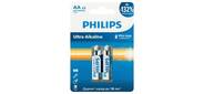 Philips Батарейки LR6E2W / 51 АА алкалиновые 1, 5v,  LR6-2BL Ultra  (2 / 24 / 144 / 11520). Блистер 2 шт.