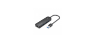 Сетевой адаптер Vention USB 3.0 M / Gigabit Ethernet RJ45 F+OTG хаб 3xUSB Черный - 0.15м.