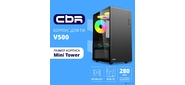 CBR Корпус mATX Minitower V500,  без БП,  1*USB 3.0,  2*USB 2.0,  HD Audio+Mic,  закаленное стекло,  Black [PCC-MATX-V500-WPSU]
