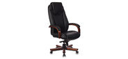 Кресло руководителя Бюрократ T-9923WALNUT / BLACK черный кожа крестовина дерево