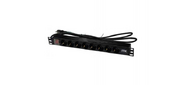 ITK PH12-8D1 PDU 8 розеток DIN49440 (нем. cтанд.) с LED выключателем, 1U, шнур 2м вилка DIN49441 (нем. станд.), алюминиевый профиль, черный