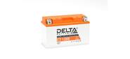 Стартерный мото аккумулятор Delta CT 1208 напряжение 12В,   емкость 8Ач,  клемма Болт + гайка ? 6 мм  (ДхШхВ: 150х66х95мм Полная высота 100мм; Вес 2, 15кг; Кол-во элементов 6; Срок службы 5лет; Гарантия 1год)