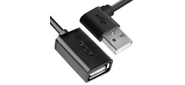GCR Удлинитель 1.5m USB AM угловой / AF,  черный,  28 / 28 AWG,  морозостойкий,  GCR-AUEC6M-1.5m