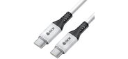 GCR Кабель 1.0m Type C-C, для MacBook 18W, белый, AL корпус белый, черный ПВХ, GCR-53122
