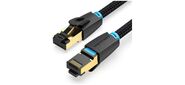 Патч-корд Vention прямой SFTP cat.8 RJ45 - 3м. Черный Тканевая оплетка