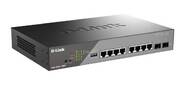 D-Link DSS-200G-10MP / A1A Настраиваемый L2 коммутатор с 8 портами 10 / 100 / 1000Base-T и 2 портами 1000Base-X SFP (8 портов PoE 802.3af / at, PoE-бюджет 130 Вт, дальность до 250 м)