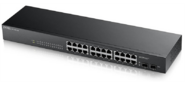 Smart L2 коммутатор Zyxel GS1900-24,  rack 19",  24xGE,  2xSFP,  бесшумный