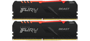 Модуль памяти DIMM 16Gb 2х8Gb DDR4 PC25600 3200MHz Kingston Fury Beast RGB Black  (KF432C16BB2AK2 / 16)