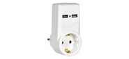 Адаптер-переходник IEK Т-01 / 01 (1 розетка) белый (блистер)