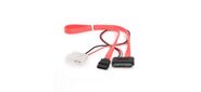 Кабель Cablexpert CC-SATA-C2 Combo Slim (mini) SATA molex+SATA  /  SATA,  15pin+7pin,   (длина инт - 35см,  питание - 30см)