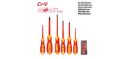 Набор отверток диэлектрических DL510006T  (SL3x75,  SL4x100,  SL6, 5*150,  PH0x60,  PH1x80,  PH2x100),  сталь Cr-V,  сертификат VDE для работ под напряжением до 1000 В