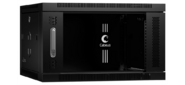 Cabeus SH-05F-6U60 / 45-BK Шкаф телекоммуникационный настенный 19" 6U 600x450x368mm  (ШхГхВ) дверь стекло,  цвет черный  (RAL 9004)