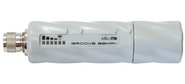 MikroTik Groove 52 with N-male connector,  High Gain Single Chain 2.4GHz  /  5GHz 802.11abgn wireless,  600MHz CPU,  64MB RAM,  1x LAN,  mounting loops,  POE,  PSU,  plastic case,  RouterOS L3