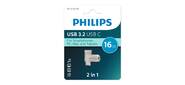 Флеш накопитель 16Gb PHILIPS 2-in-1 USB 3.2 USB C, OTG, USB 3.2 / Type-C, Металл, 100 MB / s