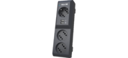 Surge protector Pilot 3G 3xGP euro outlets, 10А / 2.2кВа, 2xUSB, 3m, black