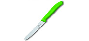 Нож Victorinox для томатов и сосисок,  лезвие 11 см волнистое,  зеленый