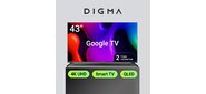 Телевизор QLED Digma 43" DM-LED43UQB31 Google TV Frameless Metal черный / черный 4K Ultra HD 60Hz MEMC DVB-T DVB-T2 DVB-C DVB-S DVB-S2 USB WiFi Smart TV