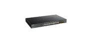 D-Link DGS-1250-28XMP / A1A, L2 Smart Switch with 24 10 / 100 / 1000Base-T ports and 4 10GBase-X SFP+ ports (24 PoE ports 802.3af / 802.3at (30 W), PoE Budget 370W).16K Mac address, 802.3x Flow Control, 4K
