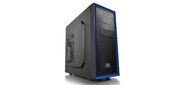 Корпус Deepcool TESSERACT BF  (DP-CCATX-TSRBFBK),  без БП,  черно-синий,  ATX,  видеокарта до 310мм,  высота кулера для процессора до 165мм,  7 слотов расширения,  2 отсека 5.25",  4 отсека 3.5",  3 отсека 2.5",  охлаждение 1x120мм DC fan сзади,   (1x120мм спереди,  2x120мм сверху,  2x80 / 90 / 120мм сбоку опционально). Передние порты Микрx1,  Audiox1,  USB2.0x1,  USB3.0x1. Размеры 210 (Ш) x 454 (В) x 472 (Д)мм,  Вес 5.20кг