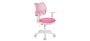 Кресло Бюрократ Ch-W797 PK TW-13A,  белый пластик,  спинка розовая сетка,  сиденье розовое