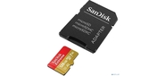 Флеш карта microSDXC 128GB SanDisk EXTREME Class 10,  UHS-I,  W90,  R 190 МБ / с,  <SDSQXAA-128G-GN6MA> адаптер на SD