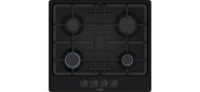 Serie 4,  газовая варочная панель,  60см,  эмаль,  черный,  4 конфорки, 1 конфорка повышенной мощности,  составные чугунные решетки,  газ-контроль,  автоматический электроподжиг,  сделано в Испании