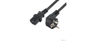 Шнур сетевой, евровилка угловая - евроразъем С13, кабель 3x1, 5 мм², длина 1, 5 метра, черный (PVC пакет) REXANT