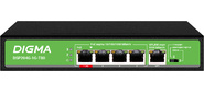 Коммутатор Digma DSP204G-1G-T80  (L2) 5x1Гбит / с 4PoE 4PoE+ 1PoE++ 80W неуправляемый