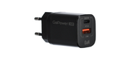Сетевое З / У GoPower GPQC09 1USB+1Type-C 35W QC3.0 GAN черный
