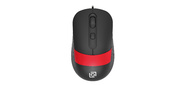 Мышь Оклик 310M черный / красный оптическая  (2400dpi) USB для ноутбука  (3but)