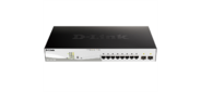 D-Link PROJ Smart L2 Switch 8х1000Base-T PoE, 2х1000Base-X SFP, PoE Budget 130W, Compact CLI