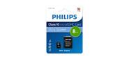 Флеш карта microSD 8GB PHILIPS microSDHC Class 10  (SD адаптер)