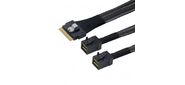 Кабель / SAS SFF-8654 8i to 2xHDminiSAS SFF-8643 Cable, 0.8m (SAS 4.0)