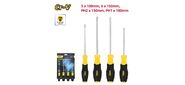 Набор отверток Deli DL630004N 4шт SL5x100 + SL6x150 + PH1x100 + PH2x150 сталь Cr-V,  двухкомпонентная прорезиненная рукоять