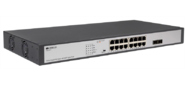 Коммутатор /  Unmanaged Switch 16x1000Base-T PoE,  2x1000Base-X SFP,  PoE Budget 200W,  Long-range PoE up to 250m,  19" w / brackets