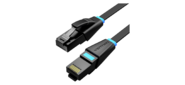 Патч-корд Vention прямой UTP cat.6, RJ45 - 2м. плоский Черный
